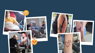 Collage von einem Tattoo Besuch in der WG