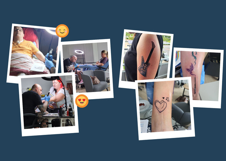 Collage von einem Tattoo Besuch in einer WG